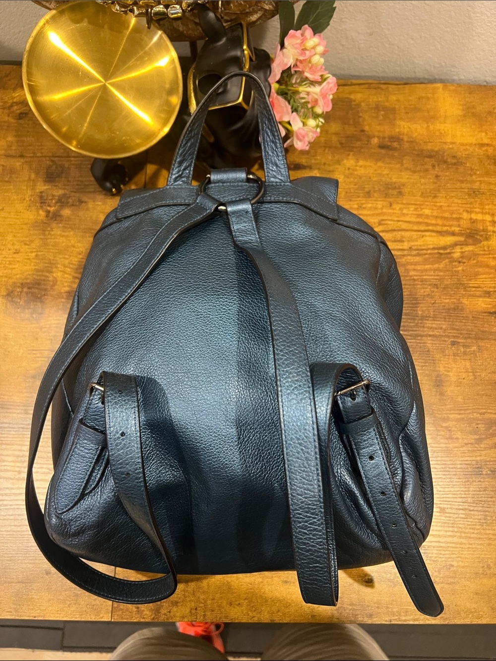 COACH Turnlock Rucksack Backpack Midnight Blue Pebbled Leather F36683 Medium - Picture 3 of 9